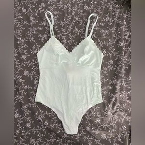 Forever 21 Scalloped Seafoam Green Bodysuit